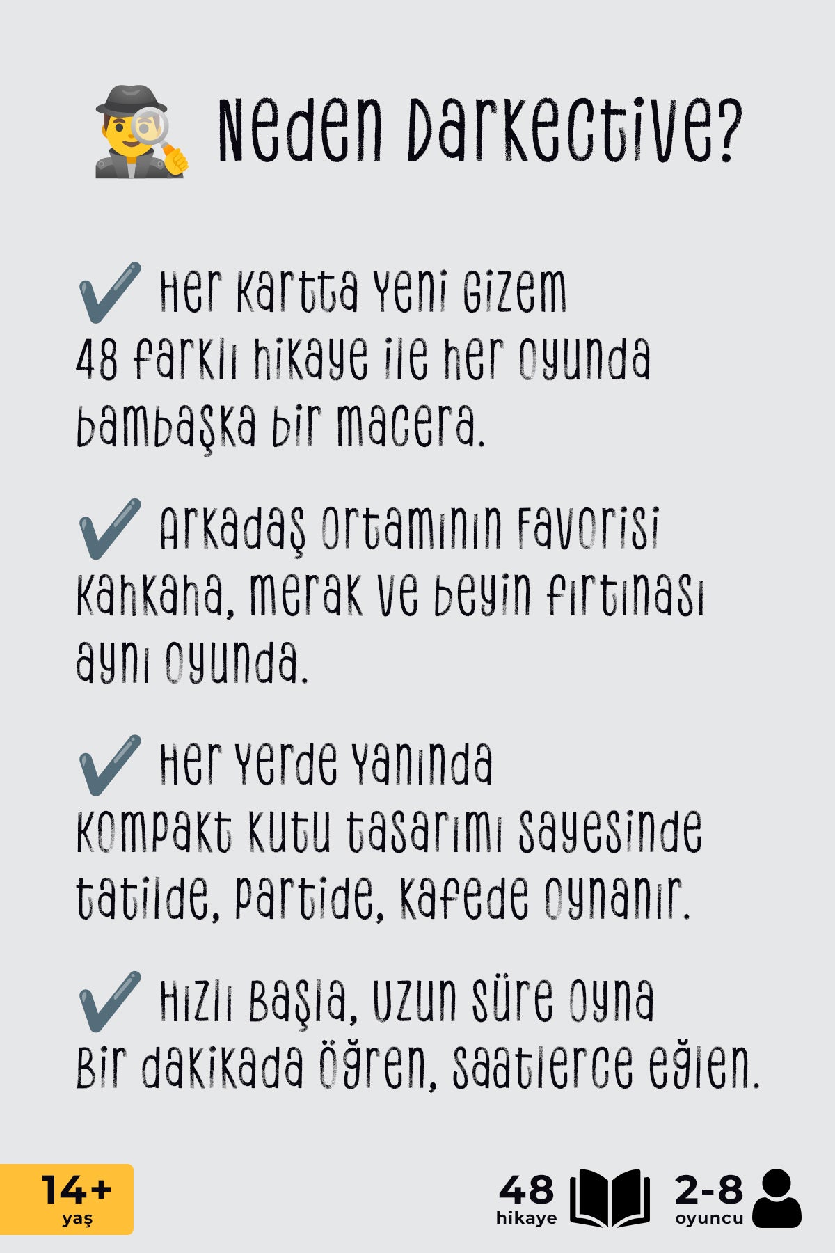 Darkective – Dedektiflik ve Zeka Kart Oyunu | Gizemleri Çöz, Gerçeği Bul!