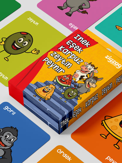 İnek – Eşek – Karpuz – Zeytin – Peynir | Hız, Refleks ve Eğlence Kart Oyunu | 7+ Çocuk & Aile Oyunu