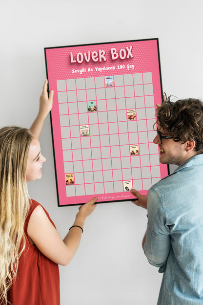 Loverbox Kazınabilir Poster – Sevgiliyle Yapılacak 100 Şey | Çiftlere Özel Romantik Aktivite Posteri