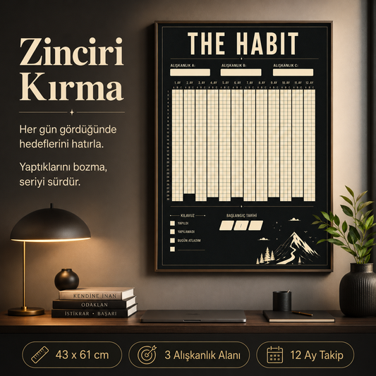 The Habit Alışkanlık Takip Posteri – 12 Aylık 3 Hedefli Alışkanlık Takip Posteri