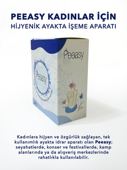 Peeasy 12’li Tek Kullanımlık Kadın Tuvalet Aparatı – Hijyenik, Temassız ve Taşınabilir
