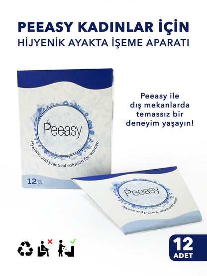 Peeasy 12’li Tek Kullanımlık Kadın Tuvalet Aparatı – Hijyenik, Temassız ve Taşınabilir